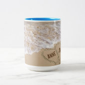 Ocean Beach Hearts met namen Tweekleurige Koffiemok (Center)