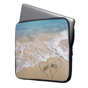 Ocean Beach Hearts met Names Laptop Sleeve
