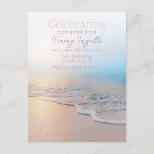 Ocean Beach Herdenkingsviering van het Leven Briefkaart (Voorkant)