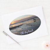 Ocean Beach, hondenstrand Ovale Sticker (Envelop)