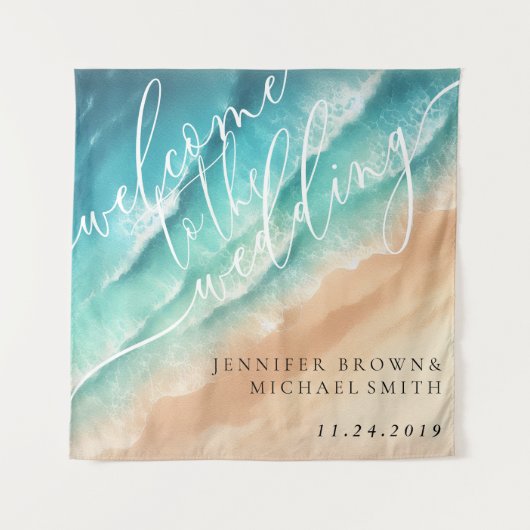 Ocean Beach Hot Party Welkom bruiloft Wandkleed (Voorkant)