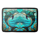 Ocean Beach House Blauwe Dolfijn Faux Glas in lood Badmat (Voorkant)