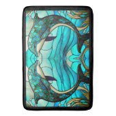 Ocean Beach House Blauwe Dolfijn Faux Glas in lood Badmat (Voorkant Verticaal)