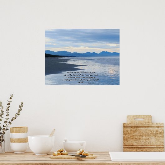 Ocean Beach Isaiah 41:10 Afdruk Poster (Keuken)