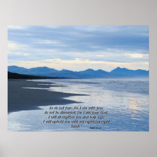 Ocean Beach Isaiah 41:10 Afdruk Poster