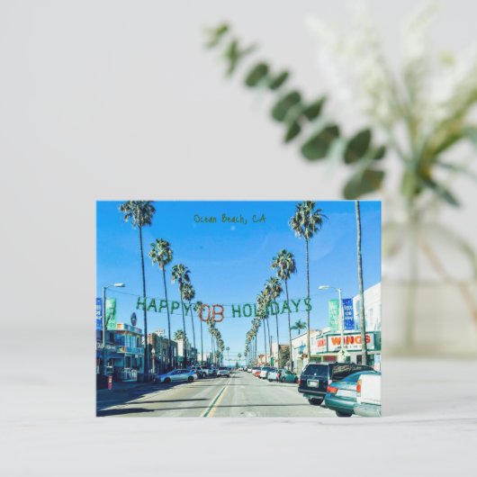 Ocean Beach Kerstmis Feestdagenkaart (Staand voorkant)
