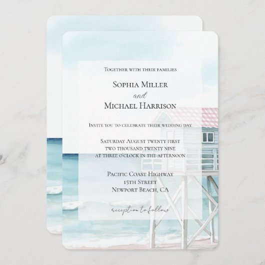 Ocean Beach Kustbruiloft Kaart (Voorkant / Achterkant)