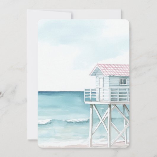 Ocean Beach Kustbruiloft Kaart (Achterkant)