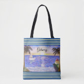 Ocean Beach landschap en jacht Tote Bag (Voorkant)