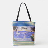 Ocean Beach landschap en jacht Tote Bag (Achterkant)