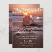 Ocean Beach, Light Seashell Rehearsal Dinner Kaart (Voorkant / Achterkant)