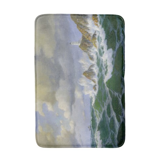 Ocean Beach Lighthouse Waves Boat Rocks Bathmat Badmat (Voorkant Verticaal)