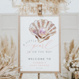 Ocean Beach Little Pearl Baby shower Welkomstbord Poster