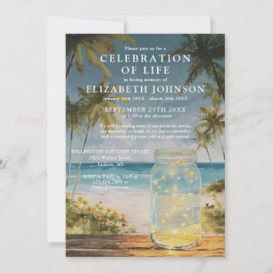 Ocean Beach Mason Jar Herdenkingsfeest Funeral Kaart