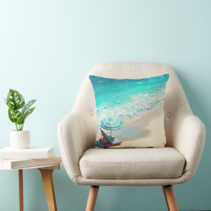 Ocean Beach met Chaise Lounge en parasol Kussen