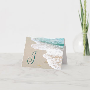 Ocean Beach met monogram letter J Notitiekaartje
