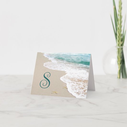 Ocean Beach met monogram letter S Notitiekaartje (Voorkant)