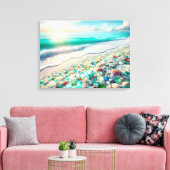  Ocean Beach met Zee Glass Canvas Afdruk (Insitu (Woonkamer))
