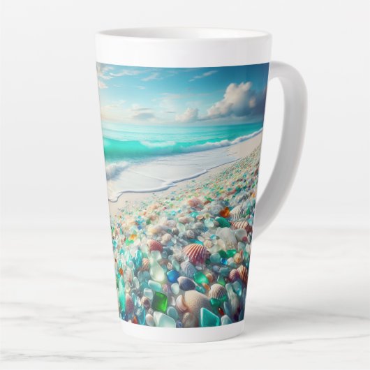 Ocean Beach met Zee Glass Latte Mok (Rechterhoek)