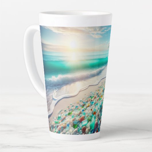  Ocean Beach met Zee Glass Latte Mok (Linkerhoek)