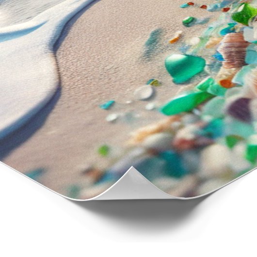  Ocean Beach met Zee Glass Poster (Hoek)