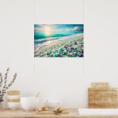 Ocean Beach met Zee Glass Poster (Keuken)