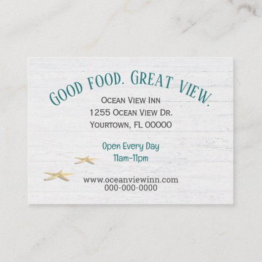 Ocean Beach met zeesterren Visitekaartje (Achterkant)