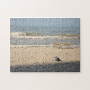Ocean Beach Natuur Fotografie Kunst Puzzel Zeemeeu Legpuzzel