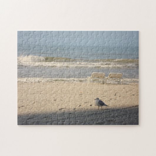 Ocean Beach Natuur Fotografie Kunst Puzzel Zeemeeu Legpuzzel (Horizontaal)