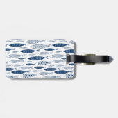 Ocean Beach Nautical Fish Pattern Bagagelabel (Achterkant horizontaal)