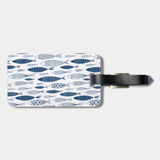 Ocean Beach Nautical Fish Pattern Bagagelabel (Achterkant horizontaal)
