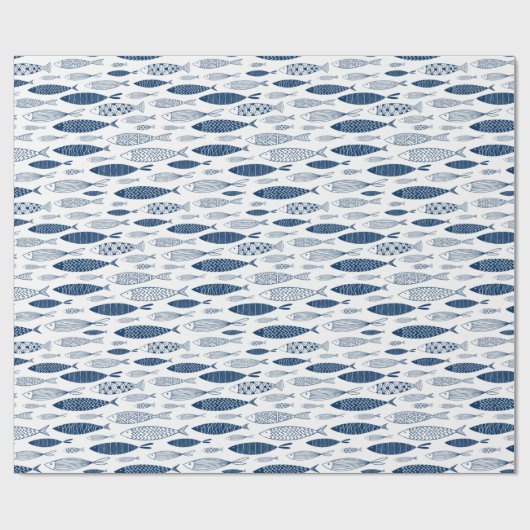 Ocean Beach Nautical Fish Pattern Cadeaupapier (Vlak)