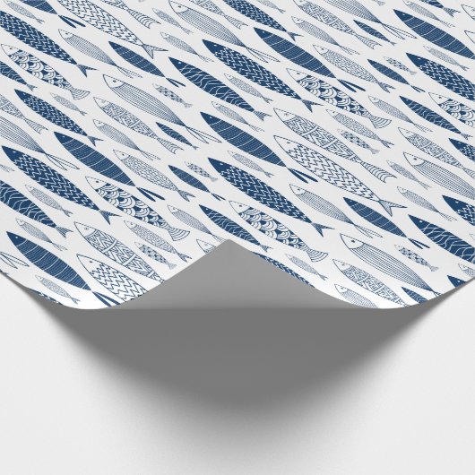 Ocean Beach Nautical Fish Pattern Cadeaupapier (Hoek)