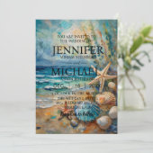 Ocean Beach nautische bruiloft uitnodigingen (Staand voorkant)