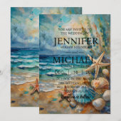 Ocean Beach nautische bruiloft uitnodigingen (Voorkant / Achterkant)