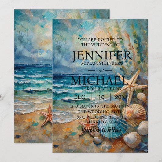 Ocean Beach nautische bruiloft uitnodigingen (Voorkant / Achterkant)