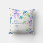 Ocean Beach Octopus Seahorse Jongen Baby Geboorte  Kussen (Voorkant)