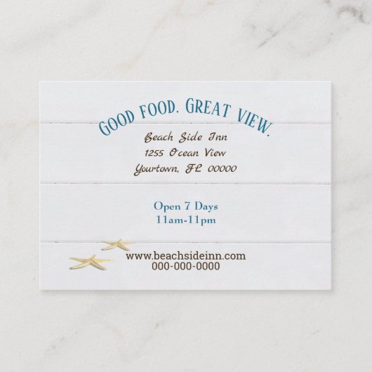 Ocean Beach op hout Visitekaartje (Achterkant)