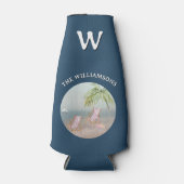 Ocean Beach Palm Flamingo Personalized  Flesjeskoeler (Voorkant)