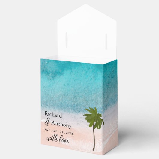 Ocean Beach Palm Tree bruiloft Bedankdoosjes (Geopend)