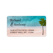 Ocean Beach Palm Tree bruiloft Etiket (Voorkant)