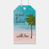 Ocean Beach Palm Tree bruiloft gunst Cadeaulabel (Voorkant)