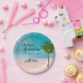 Ocean Beach Palm Tree bruiloft Papieren Bordje (Feest)