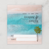 Ocean Beach Palm Tree bruiloft Plaatskaartje (Buitenkant ongevouwen)