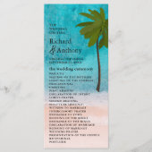 Ocean Beach Palm Tree bruiloft Programmakaart (Voorkant)