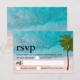 Ocean Beach Palm Tree Bruiloft RSVP Kaartje
