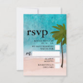 Ocean Beach Palm Tree bruiloft RSVP Kaartje (Voorkant)