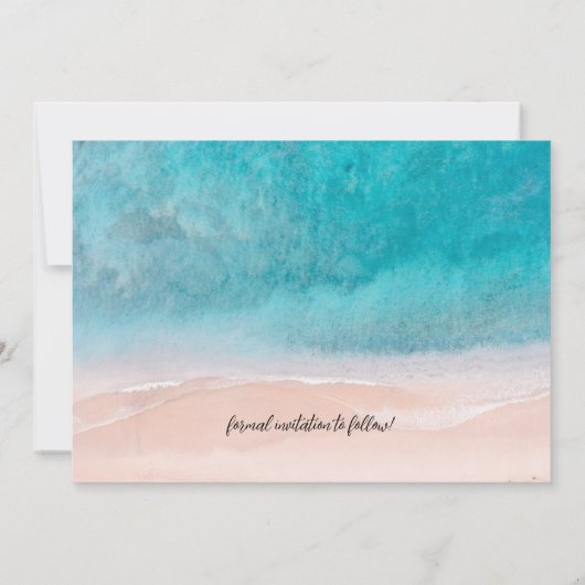 Ocean Beach Palm Tree bruiloft Save The Date (Achterkant)