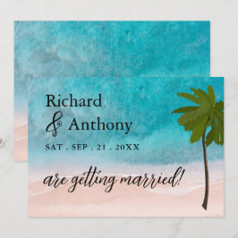 Ocean Beach Palm Tree bruiloft Save The Date