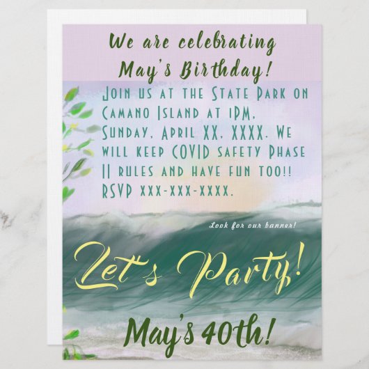 Ocean Beach Party Stationery Flyer Uitnodiging Briefhoofd (Voorkant / Achterkant)